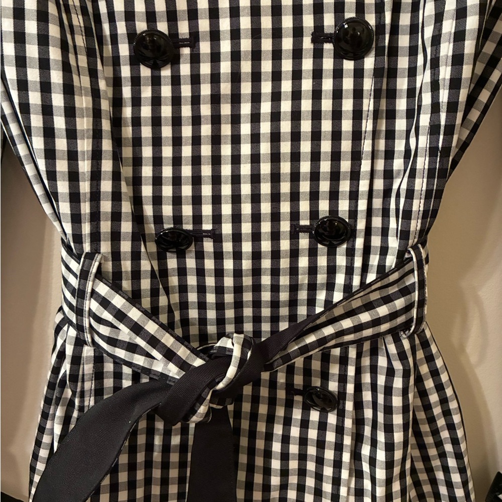 White House Black Market Black and White Gingham Trench Coat- like new . - Picture 4 of 10